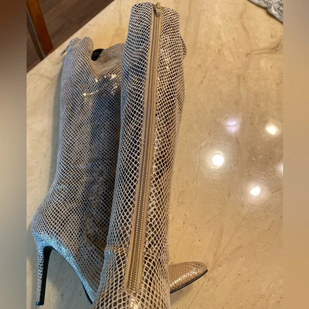 Leather Gold Snake Print Tall Boots + FREE BOOT STUFFERS - Picture 3 of 7